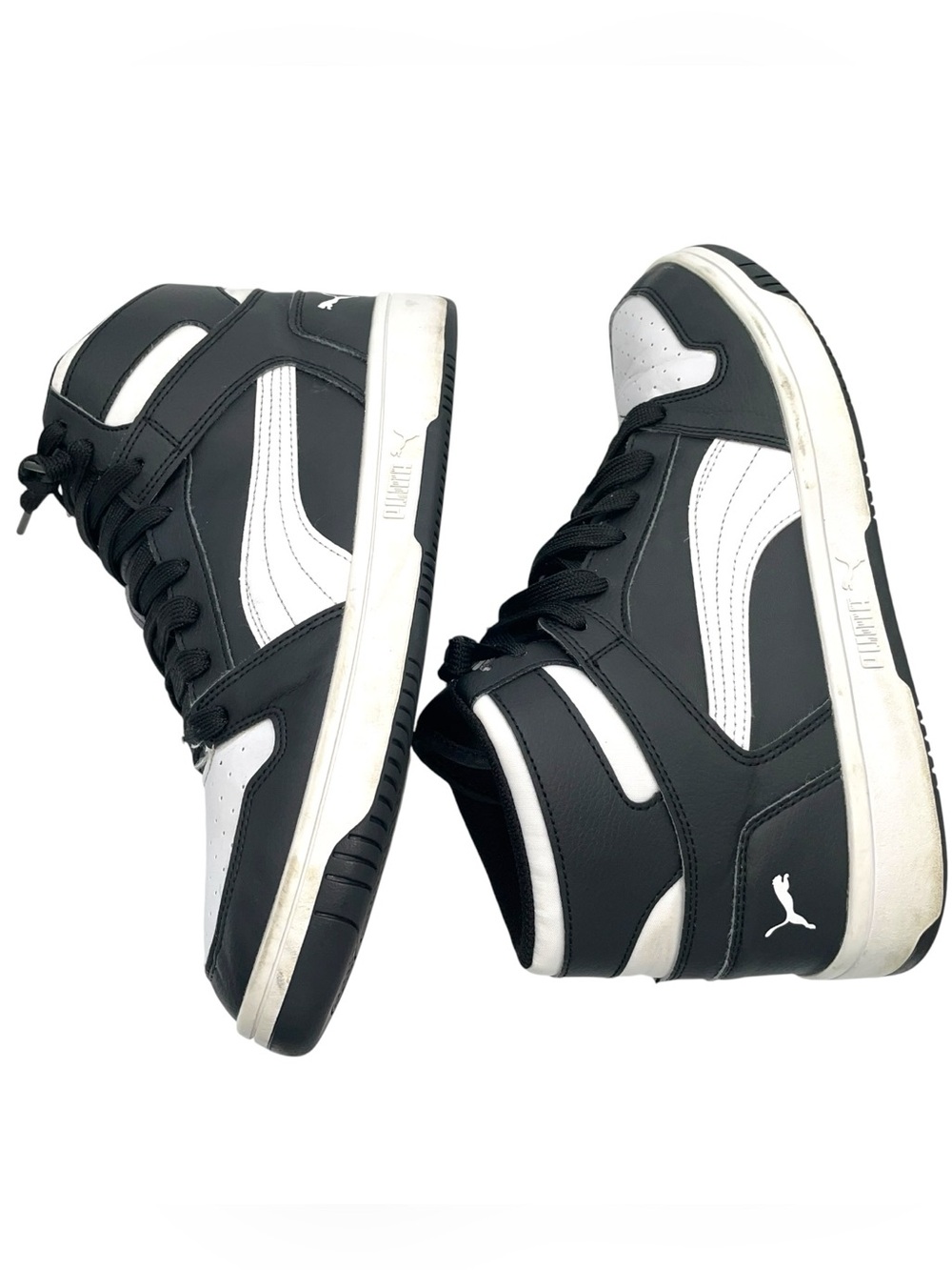 Puma Rebound LayUp Mid Black White Sneakers Men’s 10.5 - Picture 8 of 9